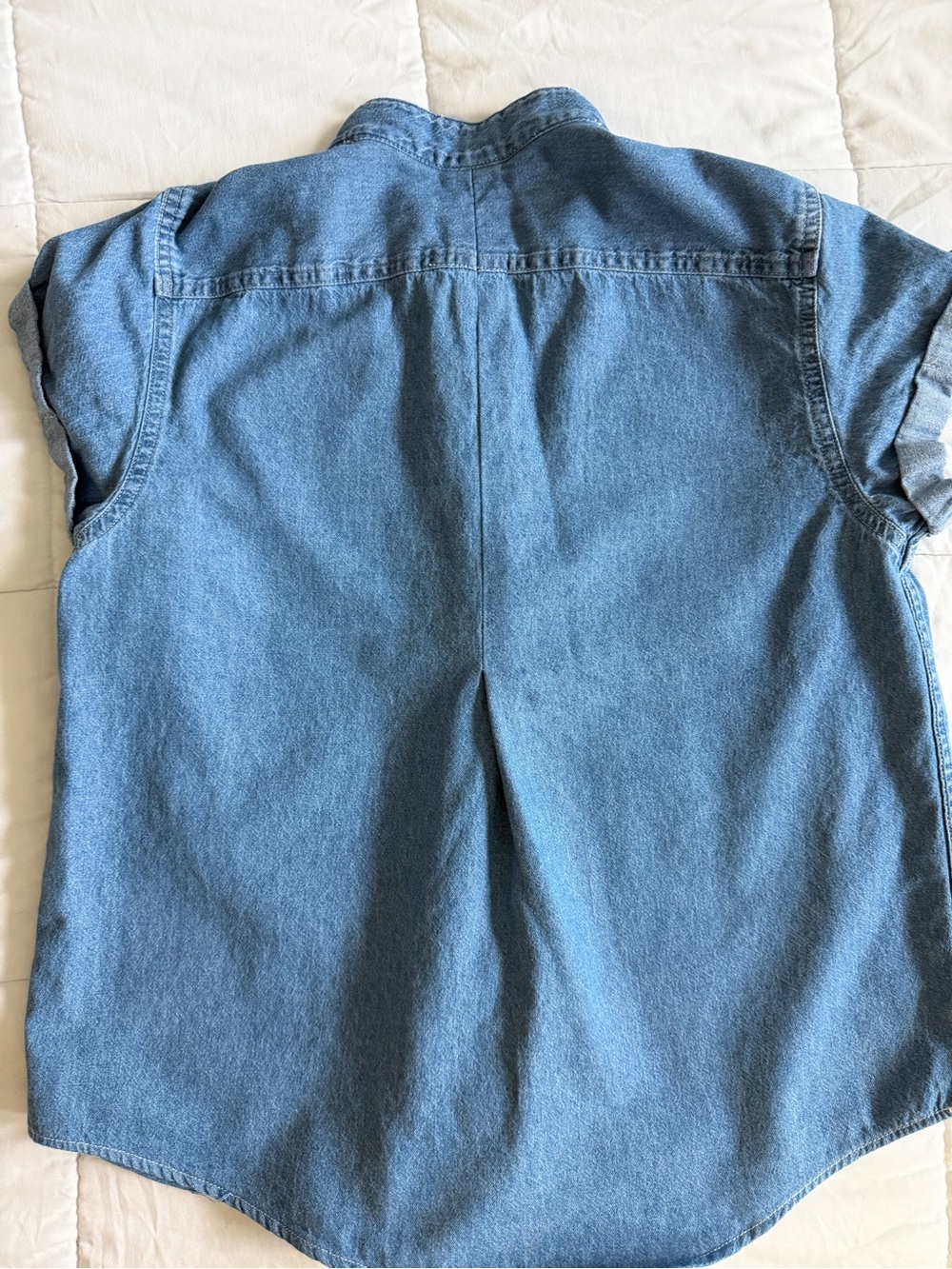 KMJ "CORI" Denim vertical Ruffle Button-Down Shirt - Light Blue - Picture 14 of 15